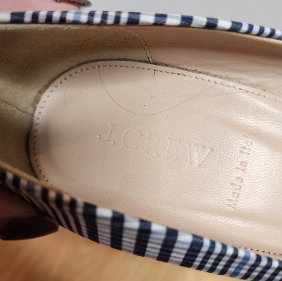 J. Crew Blue White Plaid Bow Pump Pointed Toe Heels Size 9.5 - Picture 16 of 16